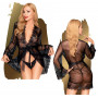 Vestaglia donna sexy kimono nero trasparente con perizoma tanga lingerie erotica