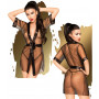 Vestaglia con perizoma nero trasparente lingerie erotica sexy kimono donna tanga