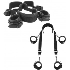 Kit bondage sexy costrittivo manette cavigliere con collare sadomaso accessorio