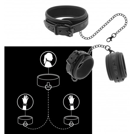 Collare con manette bondage sexy costrittivo sadomaso accessorio per giochi bdsm