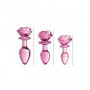 Plug anale in vetro maxi dilatatore butt glass con rosa dildo liscio indossabile