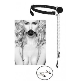 Morso bondage con pinze morsetti strizza capezzoli gag ball costrittivo sadomaso