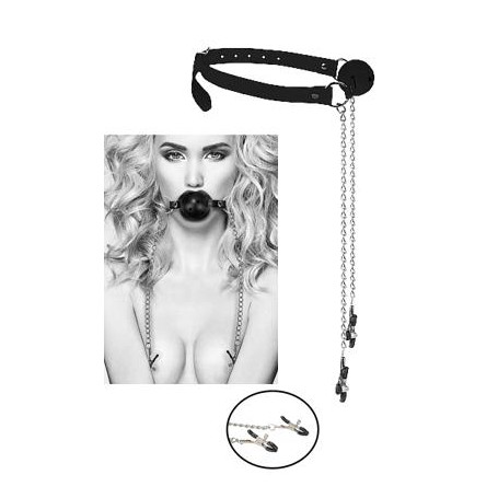Morso bondage con pinze morsetti strizza capezzoli gag ball costrittivo sadomaso
