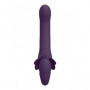 Vibratore strap on doppio dildo vibrante vaginale anale indossabile in silicone