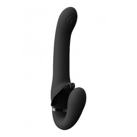 Vibratore doppio strap on dildo indossabile vaginale anale vibrante in silicone