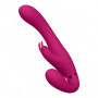 Vibratore strap on in silicone doppio dildo vaginale anale vibrante indossabile