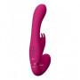 Vibratore strap on in silicone doppio dildo vaginale anale vibrante indossabile