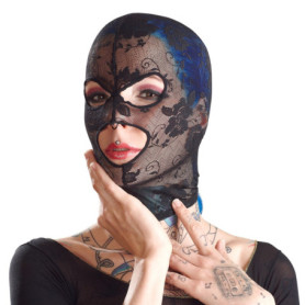 Maschera bondage in pizzo nero sexy head mask