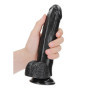 Fallo vaginale anale grande dildo realistico con ventosa e testicoli 8" black