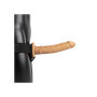 Vibratore cavo indossabile realistico vaginale anale vibrating hollow strap on 24.5 cm caramel