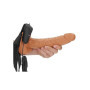 Vibratore anale vaginale cavo indossabile realistico vibrating hollow strap on 23 cm caramel