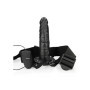 Vibratore realistico cavo vaginale anale indossabile vibrating hollow strap on 20.5 cm black