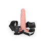 Vibratore cavo realistico vaginale anale indossabile vibrating hollow strap on 20.5 cm