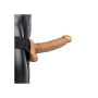 Vibratore cavo vaginale anale realistico indossabile vibrating hollow strap on 18 cm caramel