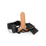 Vibratore cavo indossabile realistico vaginale anale vibrating hollow strap on 15.5 cm caramel