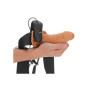 Vibratore cavo indossabile realistico vaginale anale vibrating hollow strap on 15.5 cm caramel