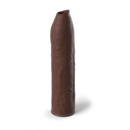 Guaina fallica uncut realistica per ingrandimento pene Extension Sleeve Uncut 7 Inch marrone