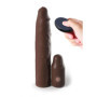 Guaina fallica realistica vibrante per allungamento pene  Sleeve 9 In + 3 In Plug Remote brown