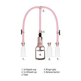 Kit pompa succhia clitoride e capezzoli Clitoral & Nipple Pump Set Large Rose Gold