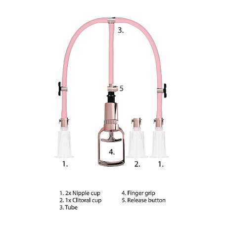 Kit pompa succhia clitoride e capezzoli Clitoral & Nipple Pump Set Large Rose Gold
