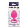 Plug anale maxi in silicone con pietra Diamond Booty Jewel Large pink