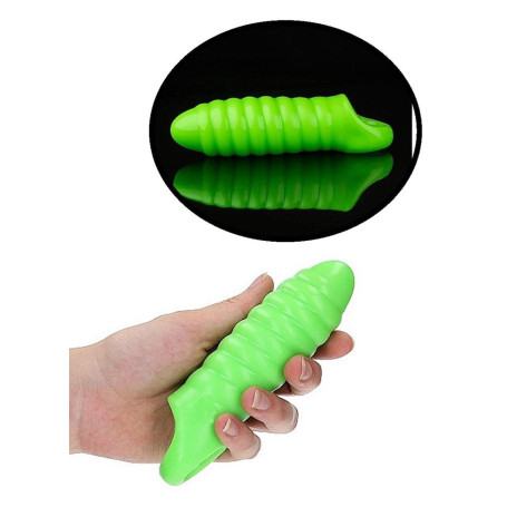 Guaina per pene prolunga fallica con anello testicoli Swirl Thick Stretchy Penis Sleeve Glow in the Dark