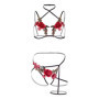 Completo intimo sexy per donna Roses bra and crotchless panty