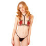 Completo intimo sexy lingerie Rose bra and crotchless panty