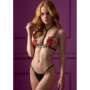 Completo intimo sexy lingerie Rose bra and crotchless panty