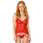 Guepiere per donna perizoma corsetto con reggicalze Lace and Mesh Cami set