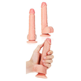 Fallo realistico vaginale anale con ventosa e testicoli dildo morbido 7"