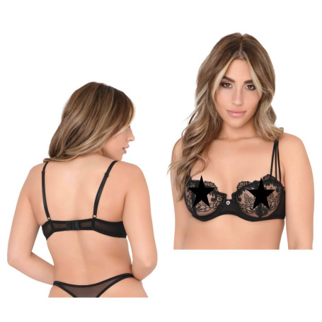 Reggiseno nero trasparente intimo floreale non imbottito biancheria sexy donna