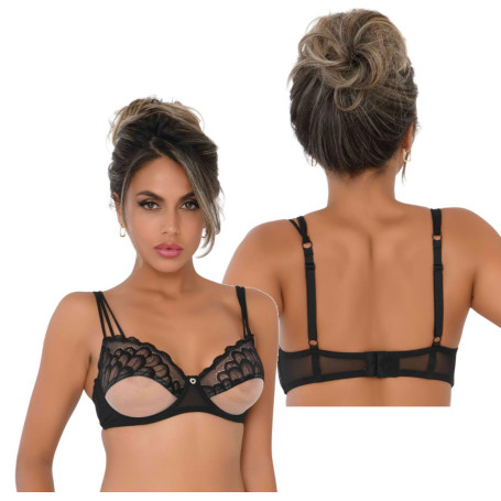 Reggiseno nero semi trasparente biancheria intima sexy donna lingerie in pizzo