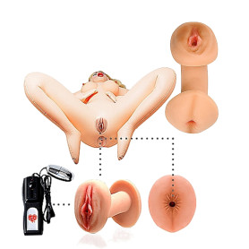 Bambola gonfiabile vagina ano realistico vibrante masturbatore maschile per pene