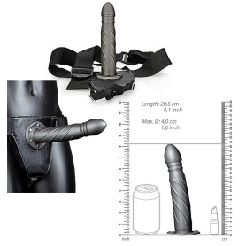 Fallo indossabile cavo anale vaginale 8'' / 20 cm Gun Metal