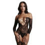 Bodystocking per donna taglie forti Criss Cross Neck Bodystocking