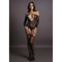 Bodystocking per donna taglie forti Criss Cross Neck Bodystocking