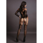 Bodystocking per donna taglie forti Criss Cross Neck Bodystocking