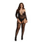Bodystocking per donna taglie forti Criss Cross Neck Bodystocking