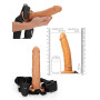 Vibratore cavo indossabile realistico vaginale anale vibrating hollow strap on 24.5 cm caramel