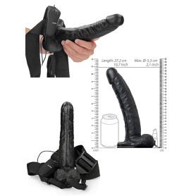 Vibratore vaginale anale cavo indossabile vibrating hollow strap on 23 cm black