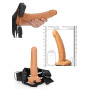 Vibratore anale vaginale cavo indossabile realistico vibrating hollow strap on 23 cm caramel