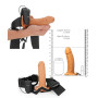 Vibratore cavo indossabile realistico vaginale anale vibrating hollow strap on 15.5 cm caramel