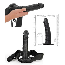 Fallo realistico cavo indossabile vaginale hollolw strap on 24.5 cm black