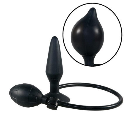 Plug butt anale gonfiabile con ventosa True Black