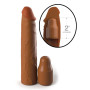 Guaina fallica realistica per allungamento pene Sleeve 8 Inch + 2 Inch Plug caramello