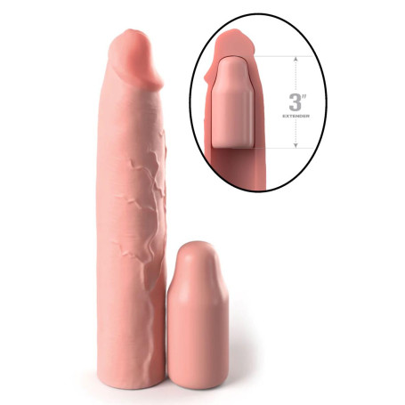 Guaina fallica realistica per ingrandimento pene Sleeve 9 Inch + 3 Inch Plug