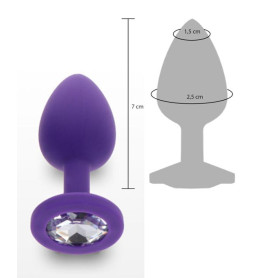 Plug anale indossabile con pietra in silicone Diamond Booty Jewel Small purple