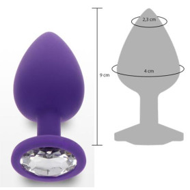 Plug anale maxi in silicone con  pietra dilatatore Diamond Booty Jewel Large purple