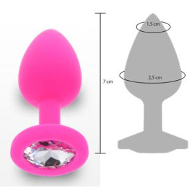 Plug anale mini in silicone con pietra Diamond Booty Jewel Small pink